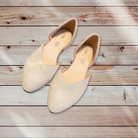 Toms Shoes - TOMS Women's Julie Suede D'Orsay Flat in Creak Tan Color Size 7.5 Excellent